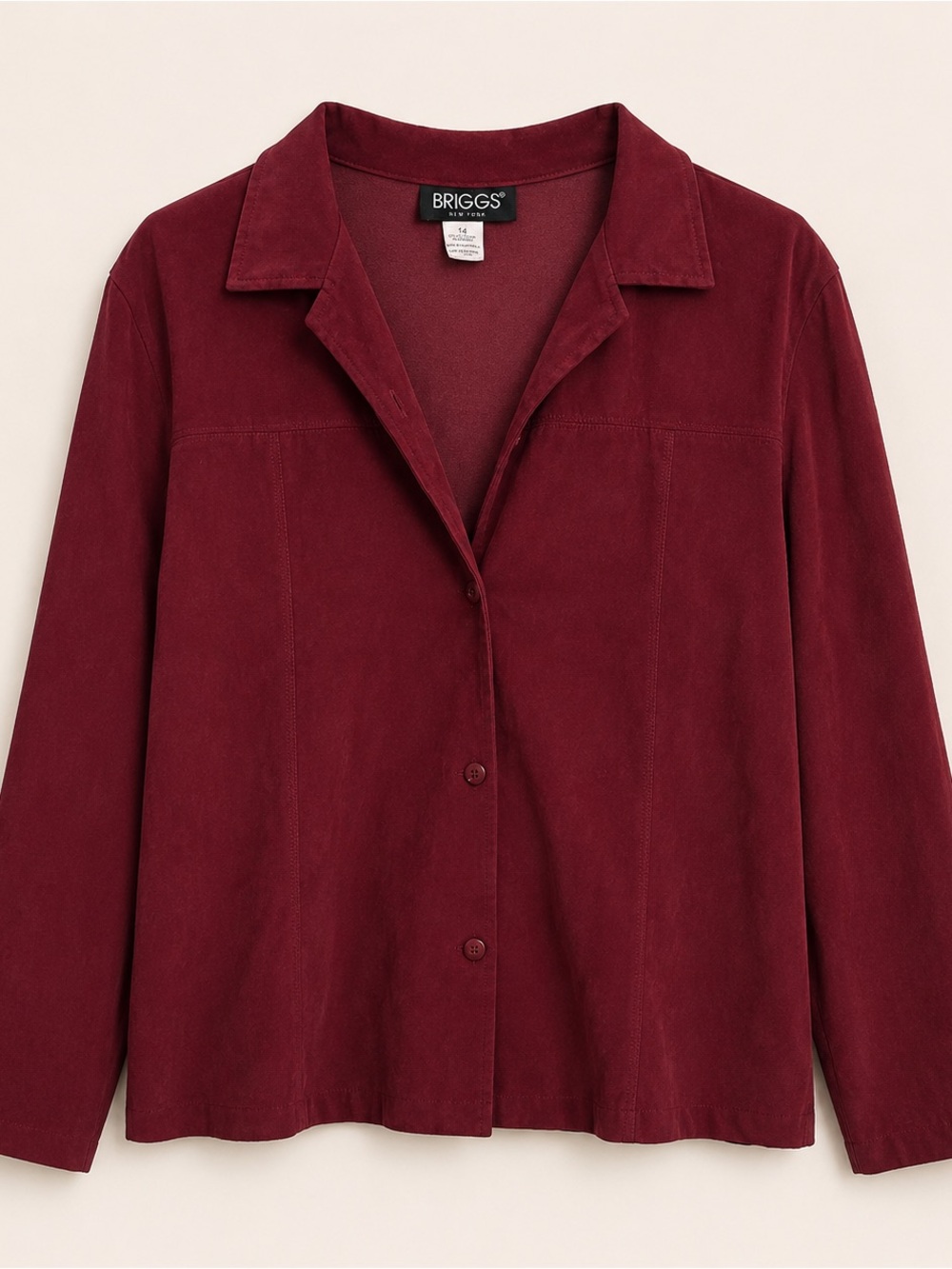 Briggs New York Women's Button-Front Wine Red Shirt Jacket